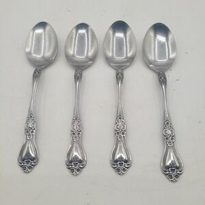 Stanley Roberts Precious Rose Stainless‎ Soup Spoons 6.75" Set of 4